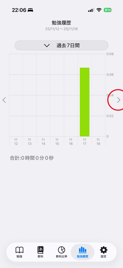 勉強時間を確認の操作画面 3